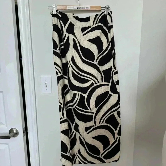 NWT NEW LOOK LINEN LIKE ABSTRACT MIDI SKIRT 2 - Picture 6 of 6